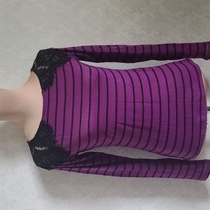 4 for $30 Derek Heart, Size L, Purple and black striped Juniors Top